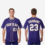 Custom Baseball Jersey in Purple - Full Button Baseball Jersey Custom Name & Number