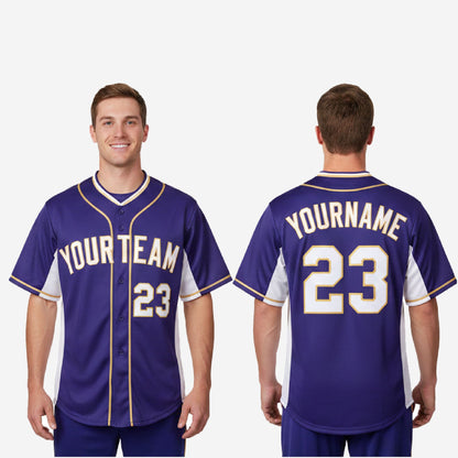 Custom Baseball Jersey in Purple - Full Button Baseball Jersey Custom Name & Number