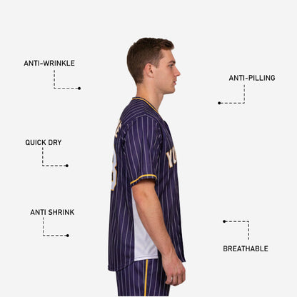 Custom Baseball Jersey - Pinstripe Full Button Jersey Team Name & Number