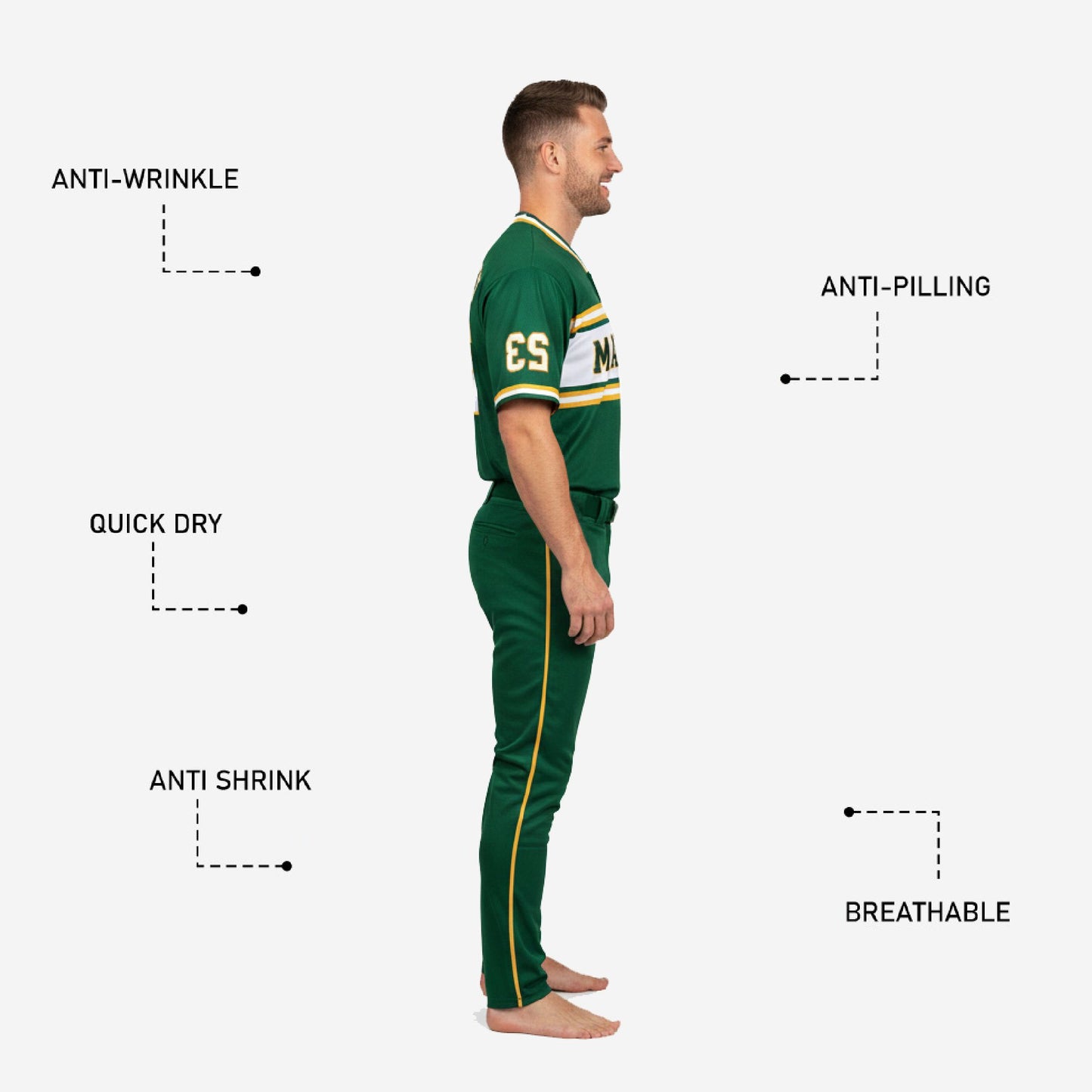 Personalized Baseball Team Uniform - Custom Jersey & Pants Set in Green