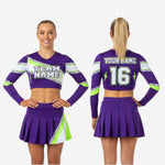 Custom Competition Cheerleading Uniforms - Long Sleeve Top & Skirt Set with Team Name