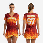 Sleeveless Cheerleading Uniform Dress - Custom Team Name & Number Red Brown