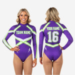 Custom Cheerleading Bodysuit - Purple Long Sleeve Uniform