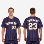 Custom Baseball Jersey - Pinstripe Full Button Jersey Team Name & Number