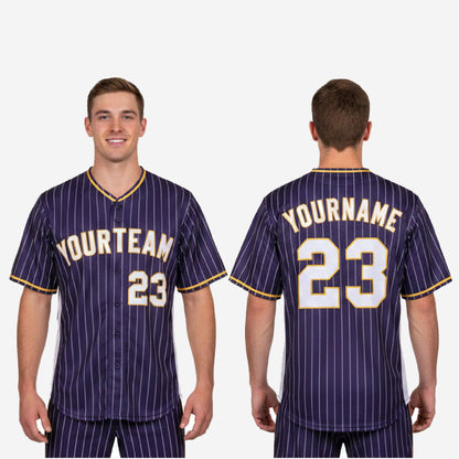 Custom Baseball Jersey - Pinstripe Full Button Jersey Team Name & Number