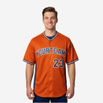 Personalized Baseball Jersey in Orange - Custom Team Name Number Sublimated Baseball Shirt