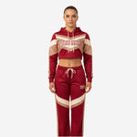 Custom Cheerleading Warmup Set in Red - Crop Hoodie & Pants Team Name Design