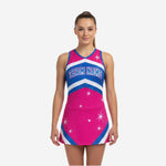 Custom Cheerleading Uniform Dress - Pink Chevron Sleeveless Design