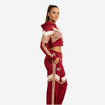Custom Cheerleading Warmup Set in Red - Crop Hoodie & Pants Team Name Design