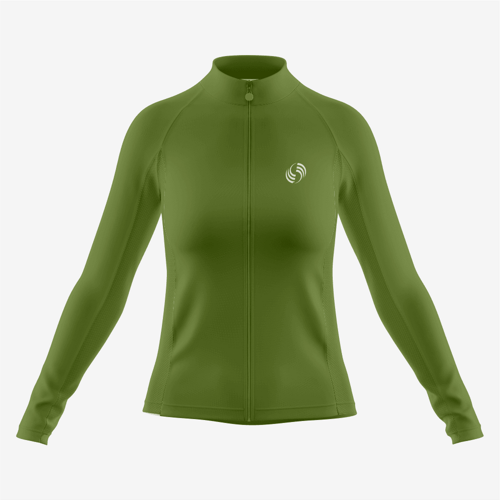 Pro-Level Women's Long Sleeve Cycling Jersey in Army Green