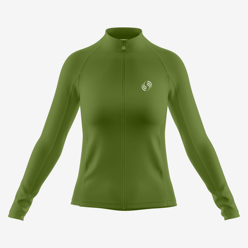 Pro-Level Women's Long Sleeve Cycling Jersey in Army Green - K2 Sportswear | Custom Sports Uniforms & Apparels - K2 Sportswear