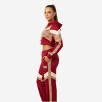 Custom Cheerleading Warmup Set in Red - Crop Hoodie & Pants Team Name Design