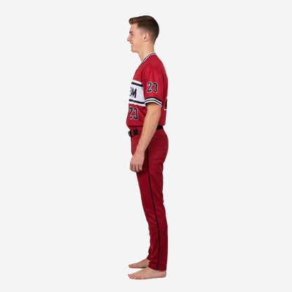 Custom Youth Baseball Uniform Set - V-Neck Jersey & Pants Sublimated in Burgundy