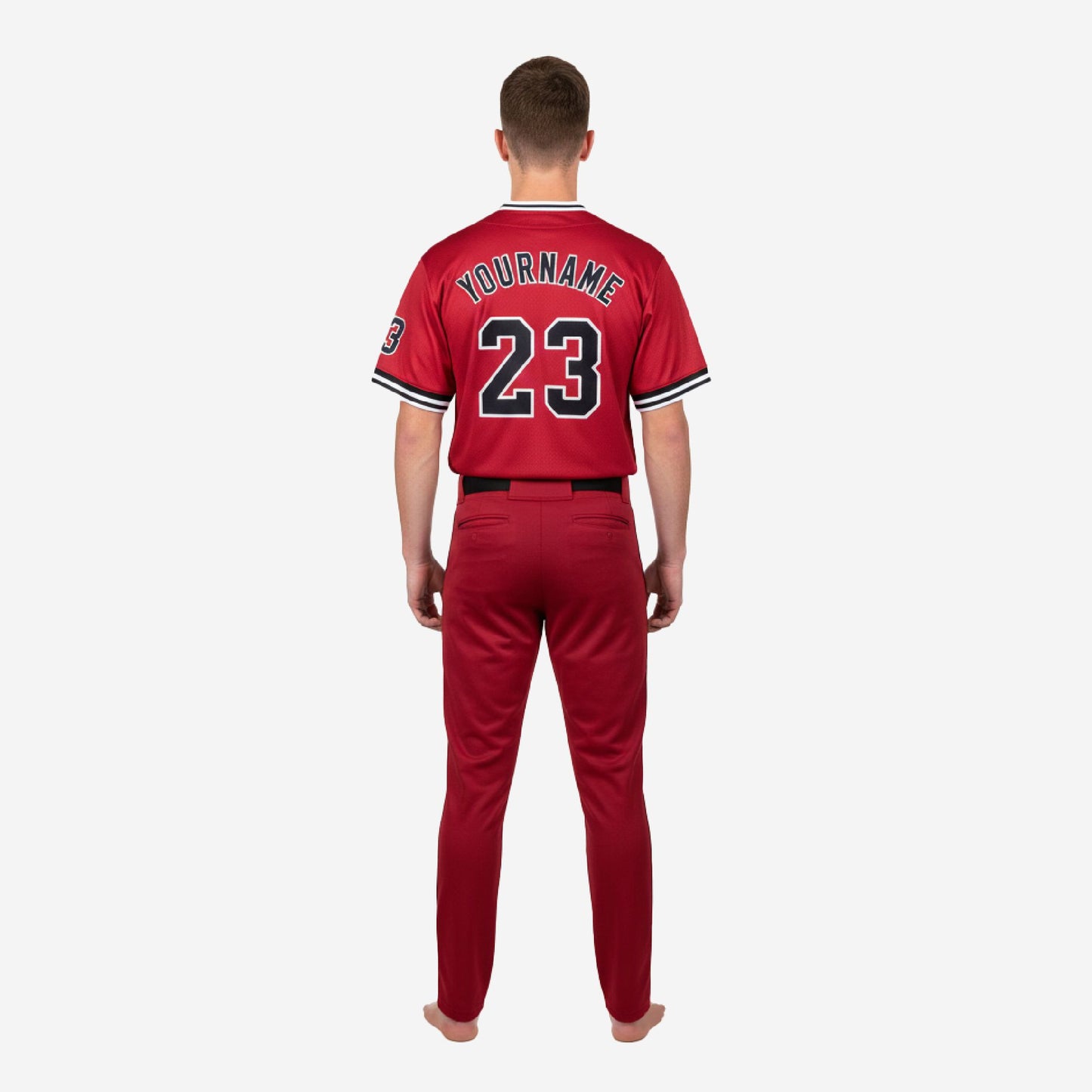 Custom Youth Baseball Uniform Set - V-Neck Jersey & Pants Sublimated in Burgundy