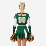 Custom Cheerleading Uniform Set - Long Sleeve Crop Top & Skirt in Green
