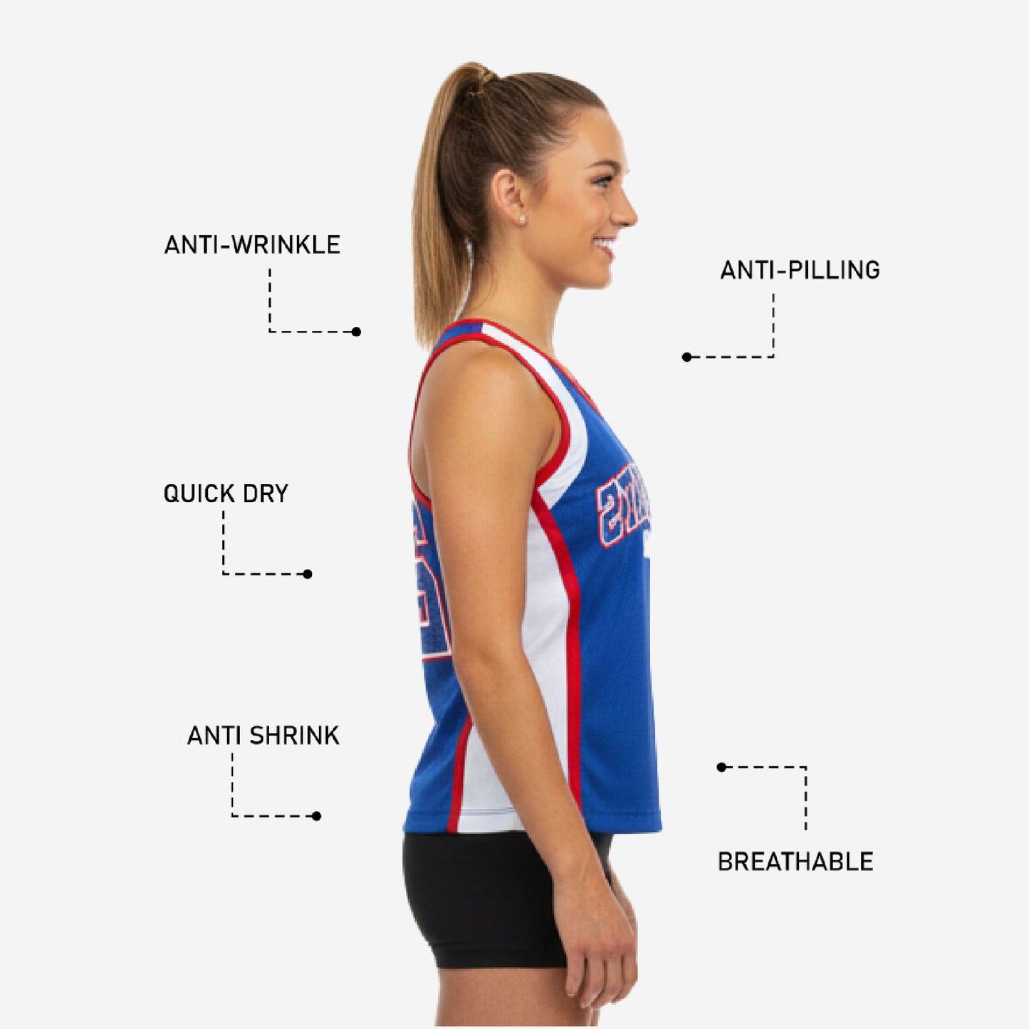 Custom Printed Cheerleading Tank Top - Blue Sleeveless Shell