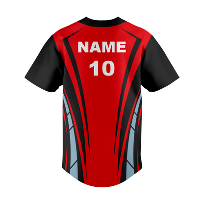 Full-Button Custom Baseball Jersey – Red and Black