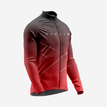 Men’s Red Long Sleeve Cycling Jersey for Road Riders