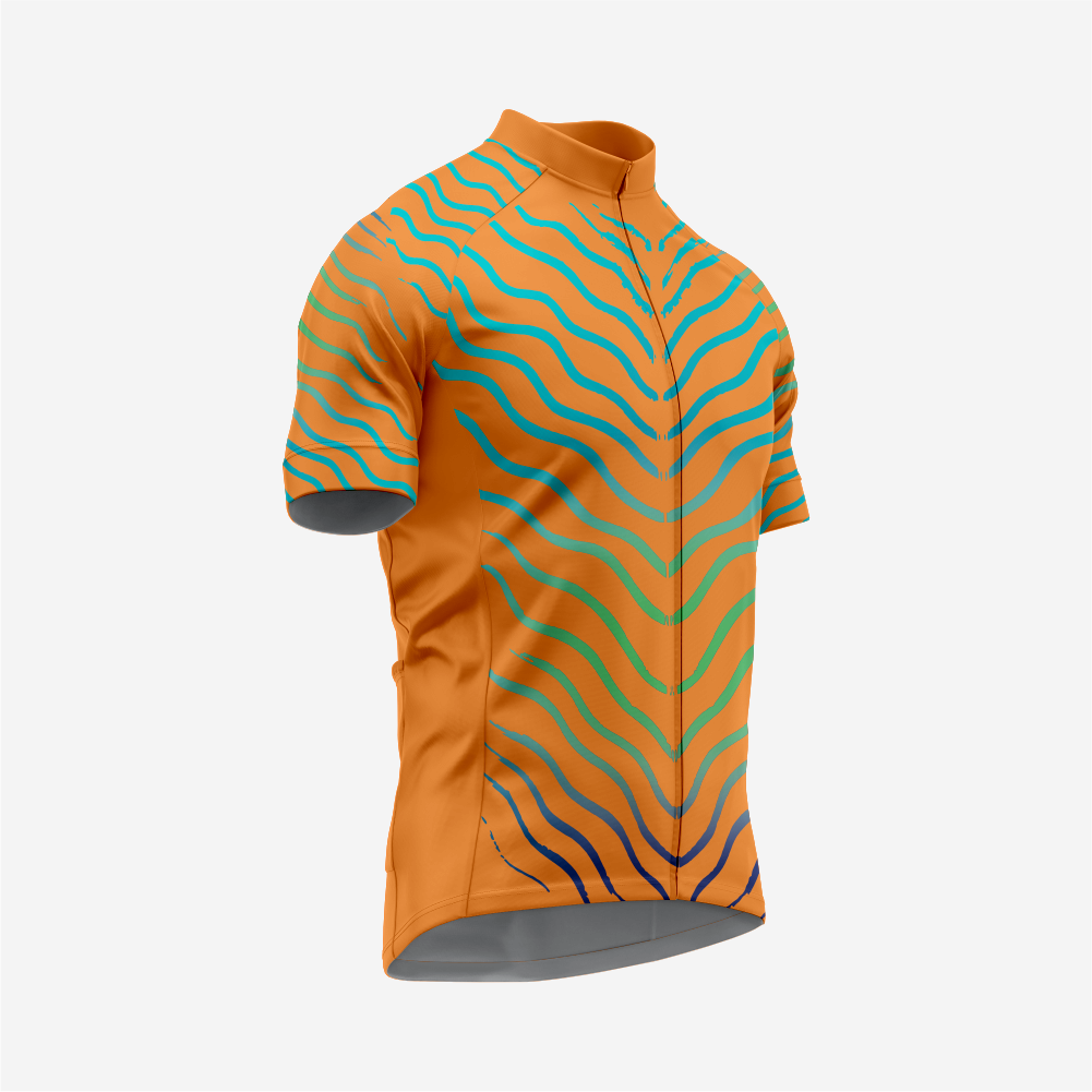 Men’s Orange Short Sleeve Cycling Jersey for Road and Racing