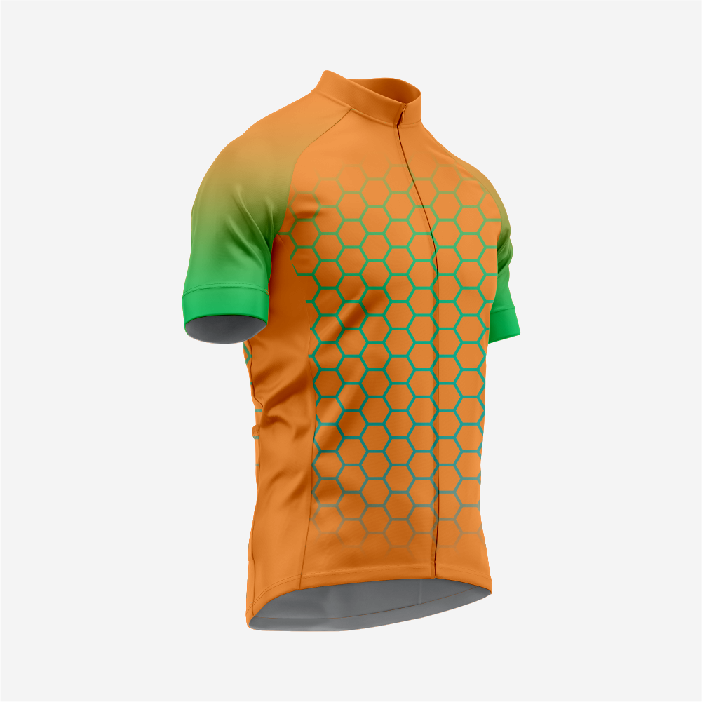 Men's Hexagon Pattern Brown Cycling Jersey | Short Sleeve Performance Bike Shirt