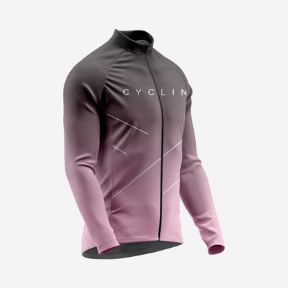 Men’s Long Sleeve Cycling Top and Bib Shorts Set - Pastel Purple