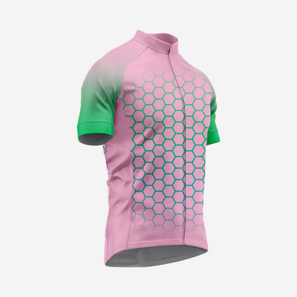 Short Sleeve Cycling Jersey Men | Hexagon Pattern Bike Shirt
