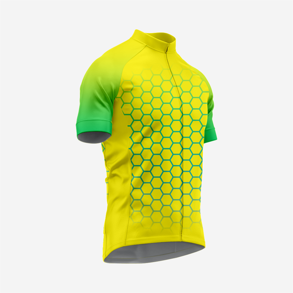 Men's Short Sleeve Cycling Jersey | Hexagon Print Performance Shirt