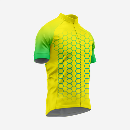 Men's Short Sleeve Cycling Jersey | Hexagon Print Performance Shirt