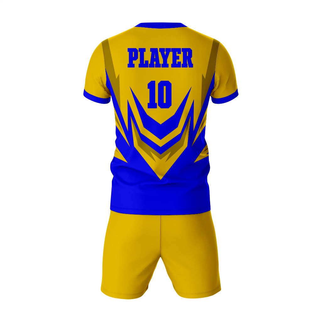 Classic Gold-Blue Soccer Outfit for Players