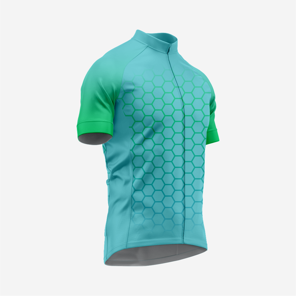 Short Sleeve Cycling Jersey Men | Hexagon Pattern Bike Shirt