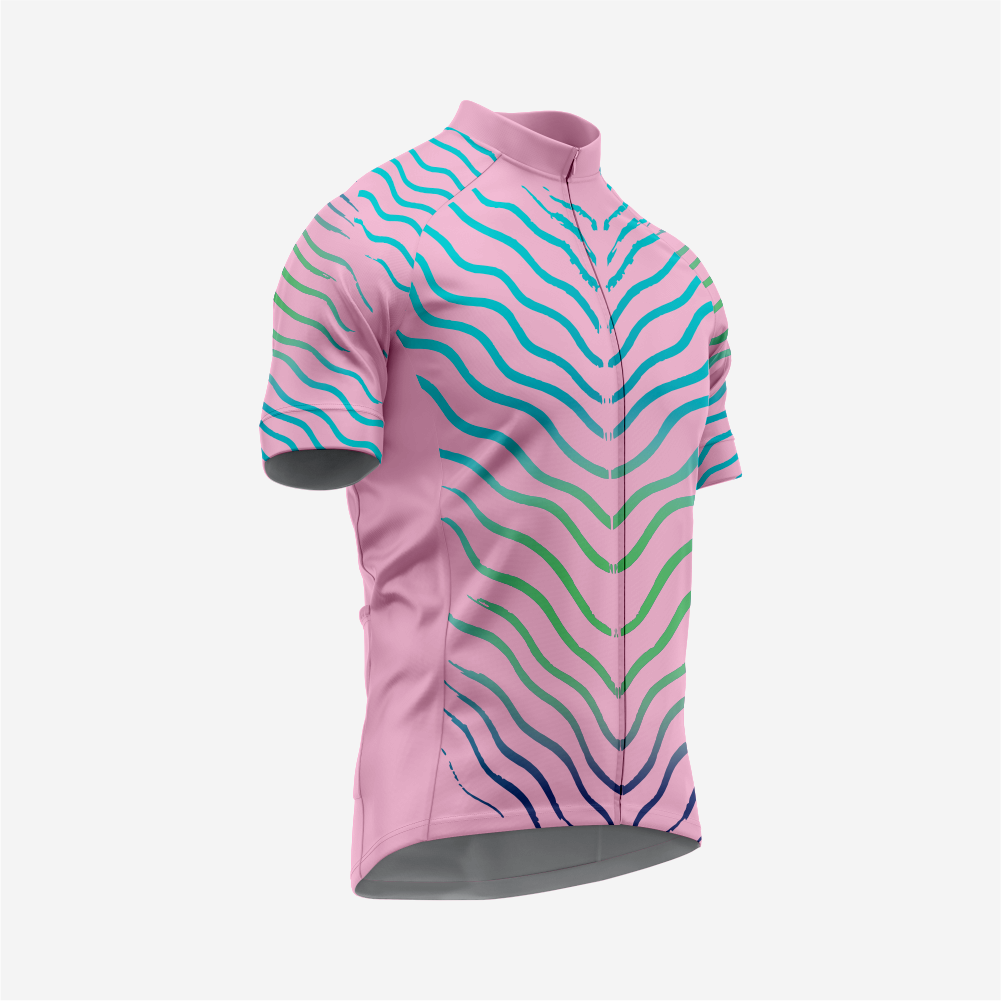 Men’s Pink Short Sleeve Cycling Jersey for Road and Racing
