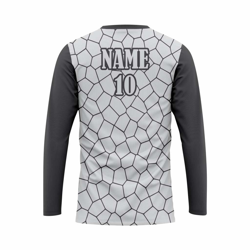 Basketball Long Sleeve Shooting Shirt in Gray and White RSBLSSS-004