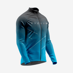 Men’s Long Sleeve Cycling Top and Bib Shorts Set - Blue & Gray - K2 Sportswear | Custom Sports Uniforms & Apparels - K2 Sportswear