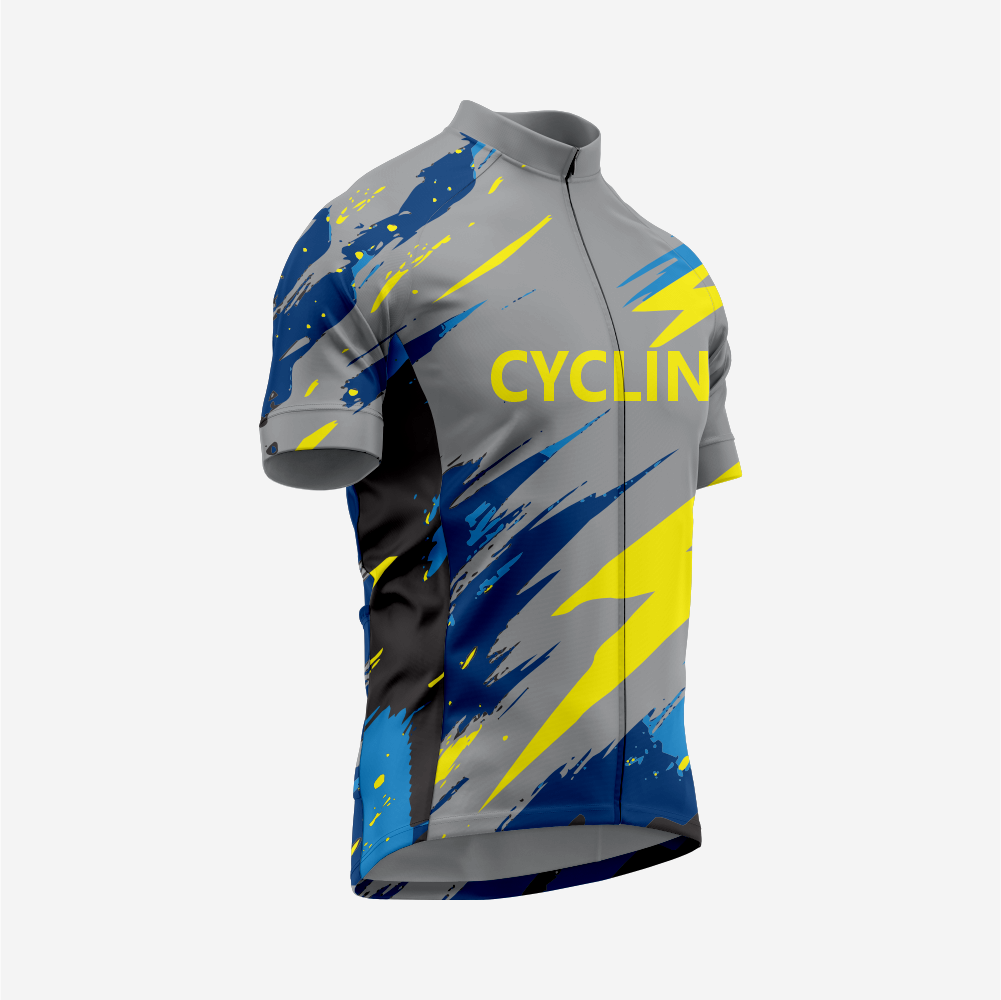 Men's Gray Cycling Jersey and Shorts Set Pro Fit