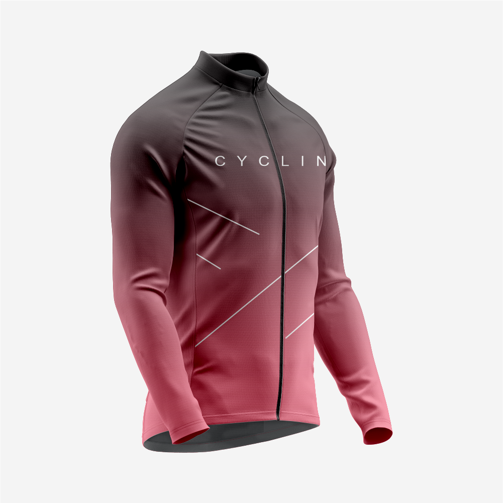 Men’s Long Sleeve Cycling Top and Bib Shorts Set - Rose Gold