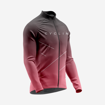 Men’s Long Sleeve Cycling Top and Bib Shorts Set - Rose Gold
