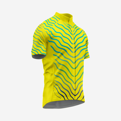 Men’s Yellow Short Sleeve Cycling Jersey for Road and Racing