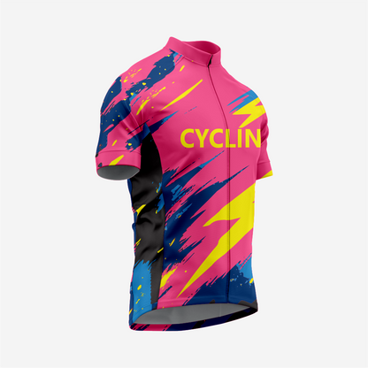 High Performance Men’s Cycling Short Sleeve Jersey for Riders - Pink