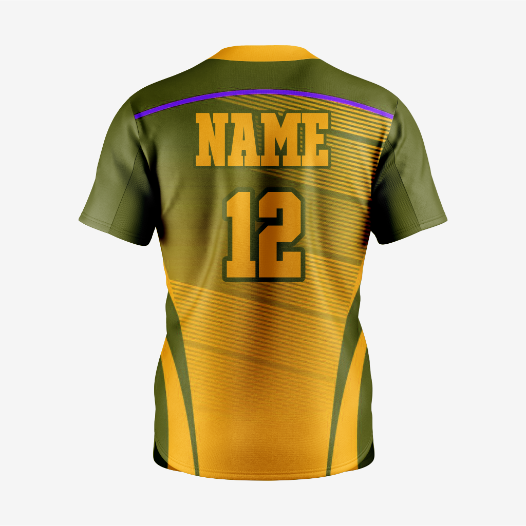 Custom Softball 2 Button Jersey/Pant in Army Green/Gold