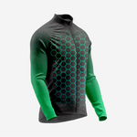 Men's Black Green Long Sleeve Cycling Jersey| Breathable Hex Print Bike Jersey - K2 Sportswear | Custom Sports Uniforms & Apparels - K2 Sportswear