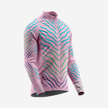Light Pink Men’s Long Sleeve Cycling Jersey Durable Bicycle Jerseys Mens