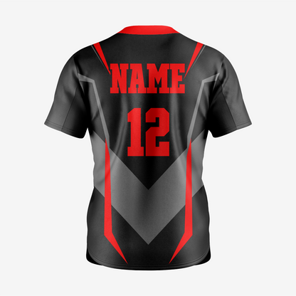 Custom Red/Black Softball 2-Button Jersey for Men/Women