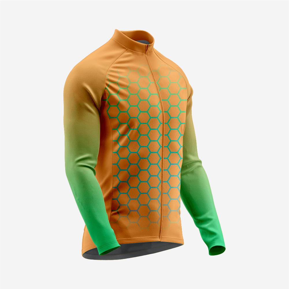 Men's Long Sleeve Cycling Jersey| Breathable Hex Print Bike Jersey - K2 Sportswear | Custom Sports Uniforms & Apparels - K2 Sportswear