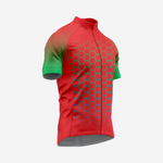 Herren Kurzarm Radtrikot Rot | Performance-Shirt mit Hexagon-Print