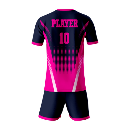 High-Performance Soccer Uniform in Navy Blue and Pink