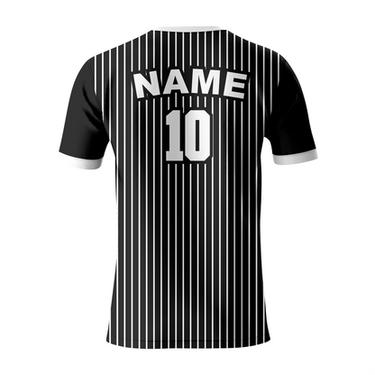 Sporty Black an White Baseball Jersey with Crew Neck