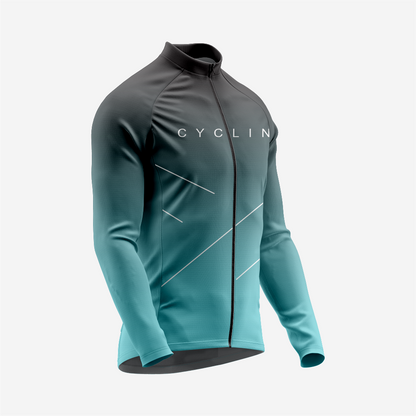 Men’s Long Sleeve Cycling Top and Bib Shorts Set - Teal Blue