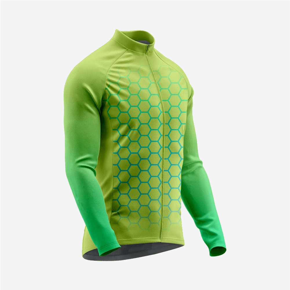 Full Zip Long Sleeve Cycling Jersey for Men | Hexagon Bike Shirt - K2 Sportswear | Custom Sports Uniforms & Apparels - K2 Sportswear