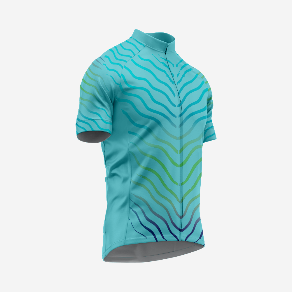 Men’s Turquoise Short Sleeve Cycling Jersey for Road and Racing