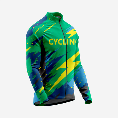 Men’s Long Sleeve Bike Jersey and Bib Shorts Set - Green